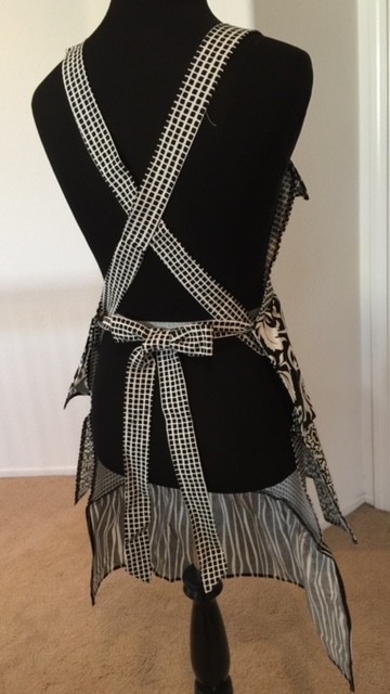 Apron with Black and White Design Back View