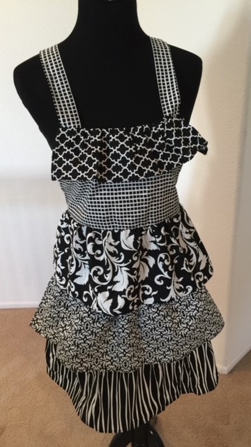 Apron with Black and White Design Front View